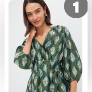 Tuckernuck Green Patterned Blouse